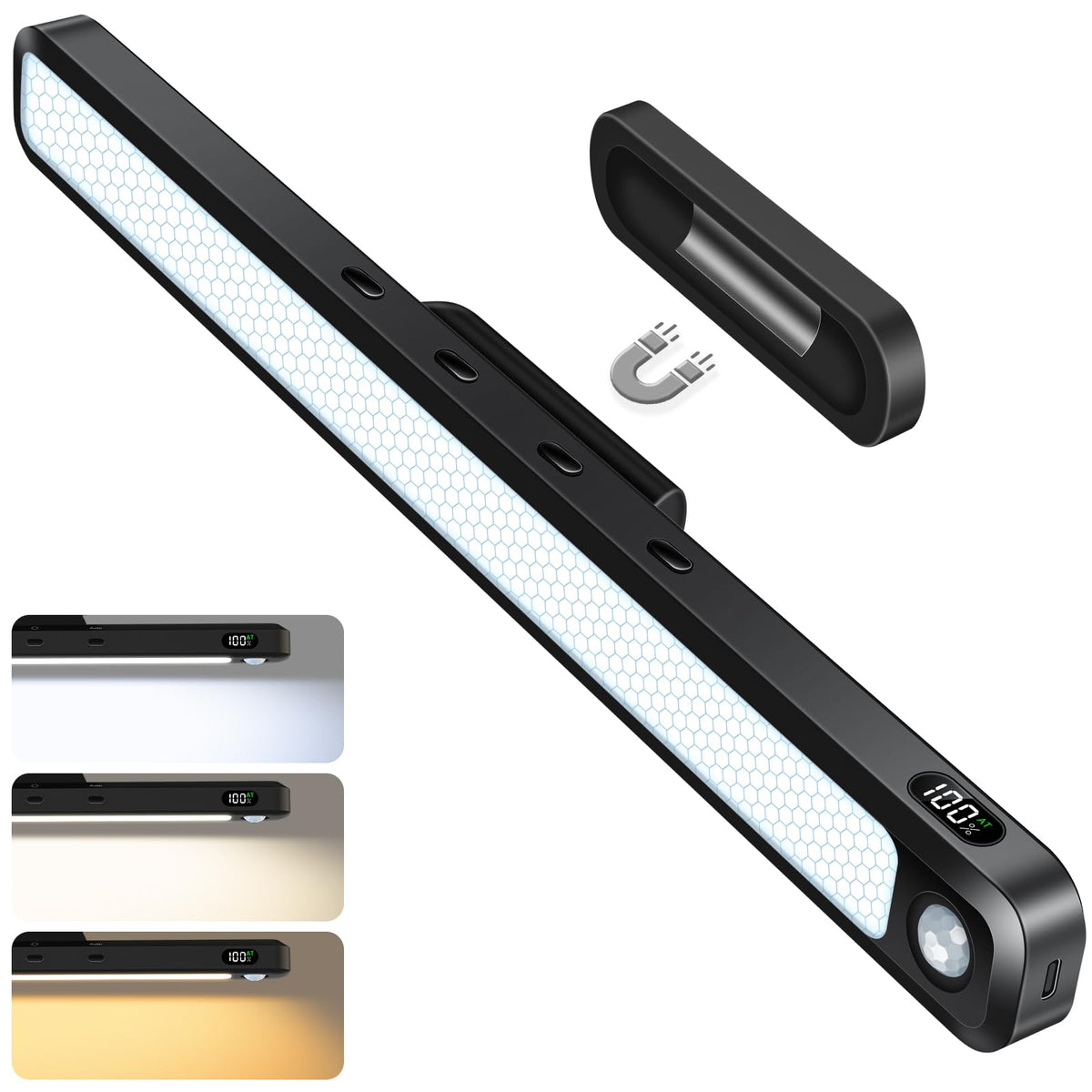 Ferswe 3W motion sensor light bar over closet for automatic illumination.