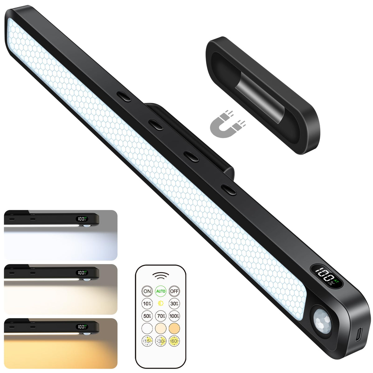 Ferswe 3W light bar front view showing hands-free illumination for cabinets