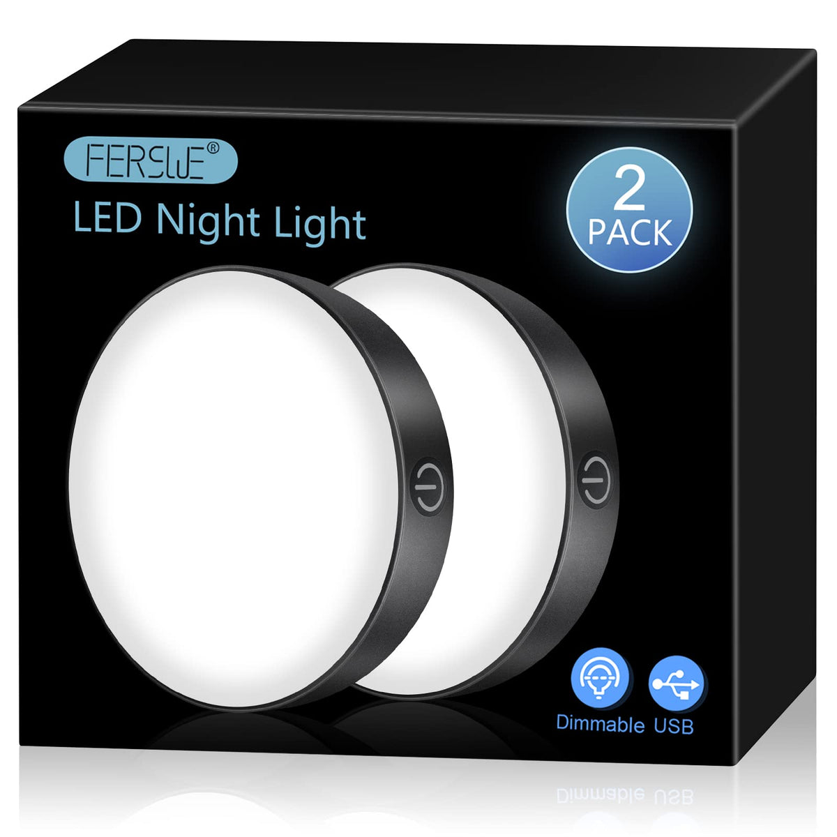 Ferswe Rechargeable Tap Light front view for small spaces.