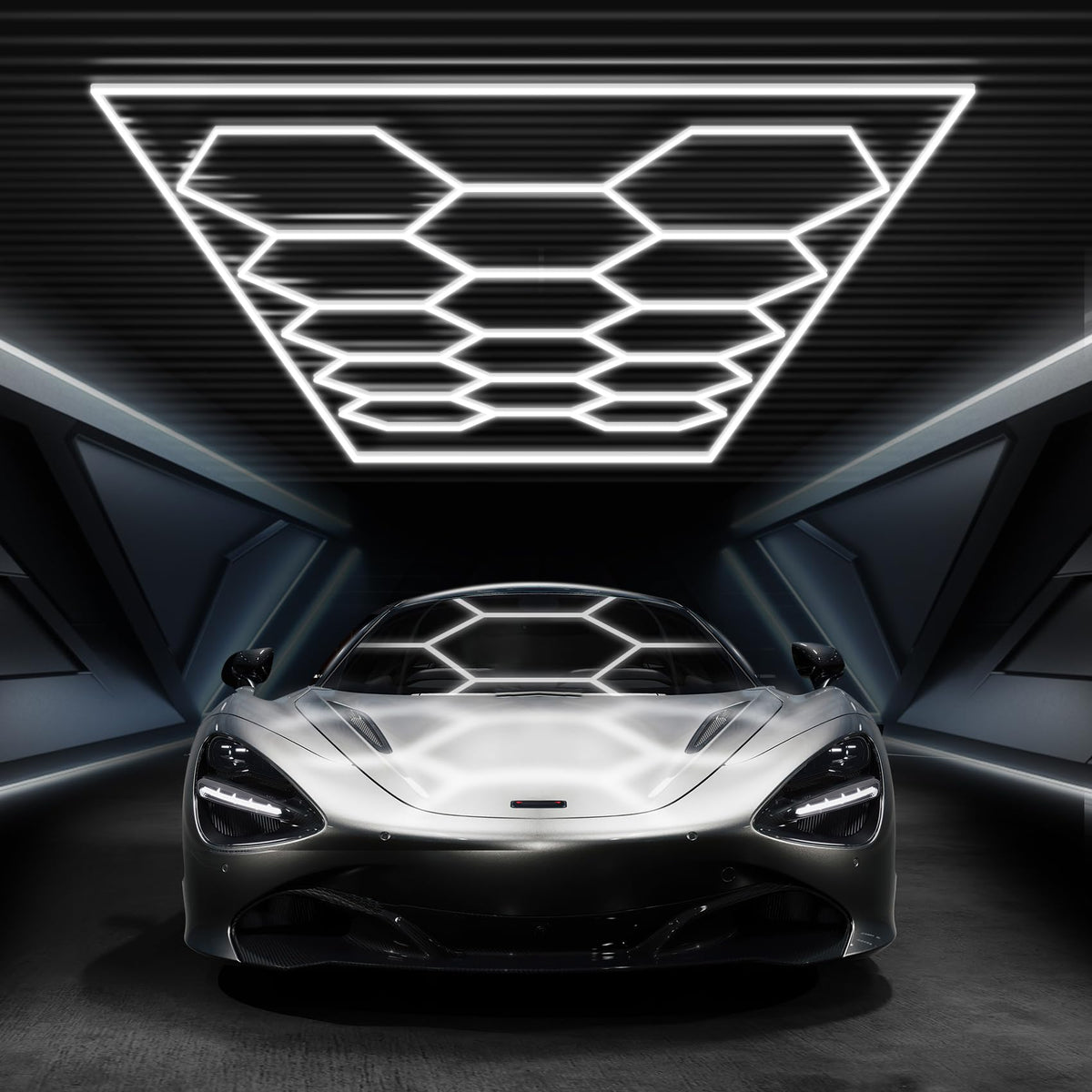 FERUERW Hexagon Garage Light rectangle frame, modern design enhancing any space.
