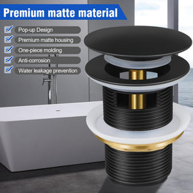 FERUERW pop-up drain dimensions show 2-3/4 inch cover fit.