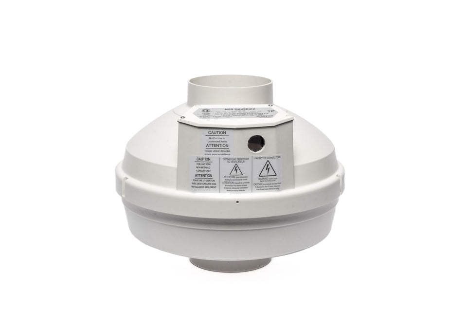 Festa AMG Maverick Radon Fan in inline-duct setup for compact, quiet airflow and easy installation.