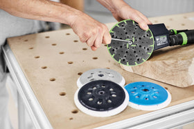 Festool ETS 150 Soft Sanding Pad with StickFix enables quick abrasive changes