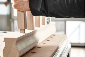 Festool Domino beech 6x20x40mm – 2mm glue-space improves mortise fill.
