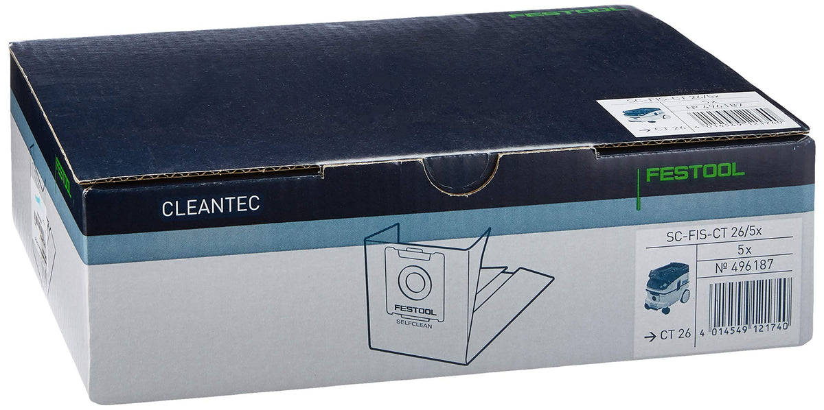 Festool dust bag pack in carton highlights FSC-certified materials