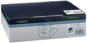 Festool dust bag pack in carton highlights FSC-certified materials