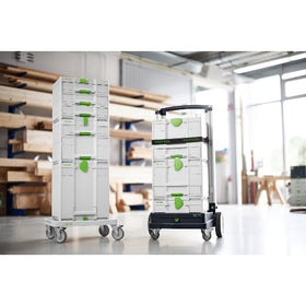 Festool Roll Board wheel assembly close-up emphasizes robust construction