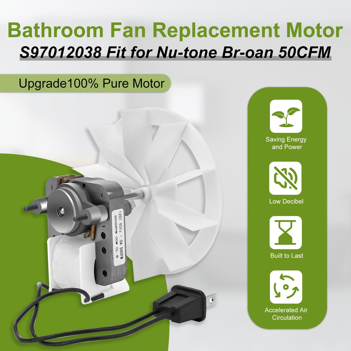 BP27 motor plug and wiring enable quick installation.