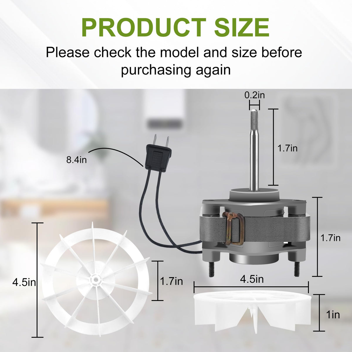 Compact BP27 motor fits tight bathroom spaces.