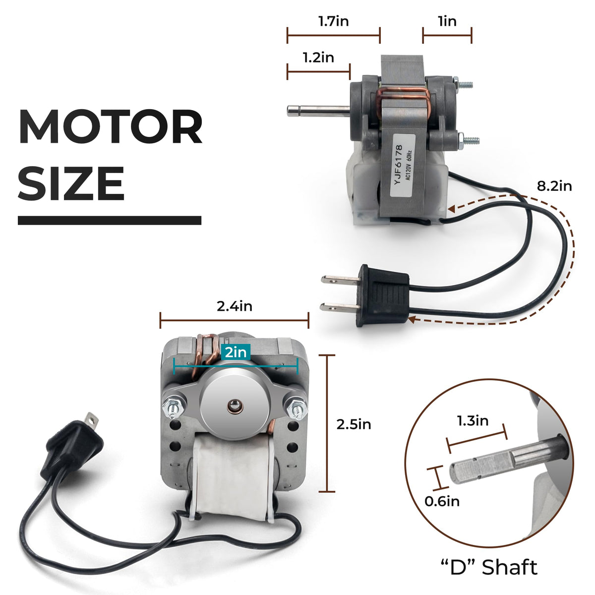 Copper-wound bathroom motor delivering reliable performance in humid bathrooms.