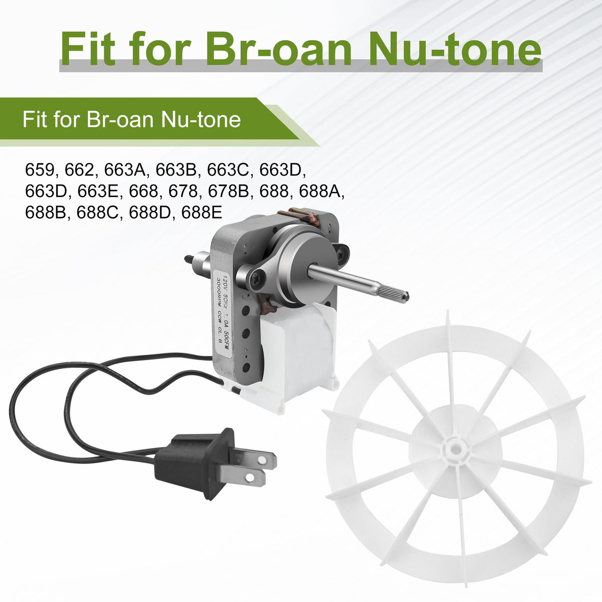 S97012038 blower wheel with motor for NuTone replacement.
