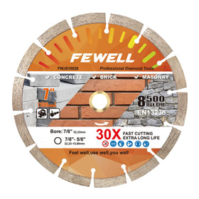 FEWELL 7-inch diamond blade segmented concrete cutting for dry or wet use.