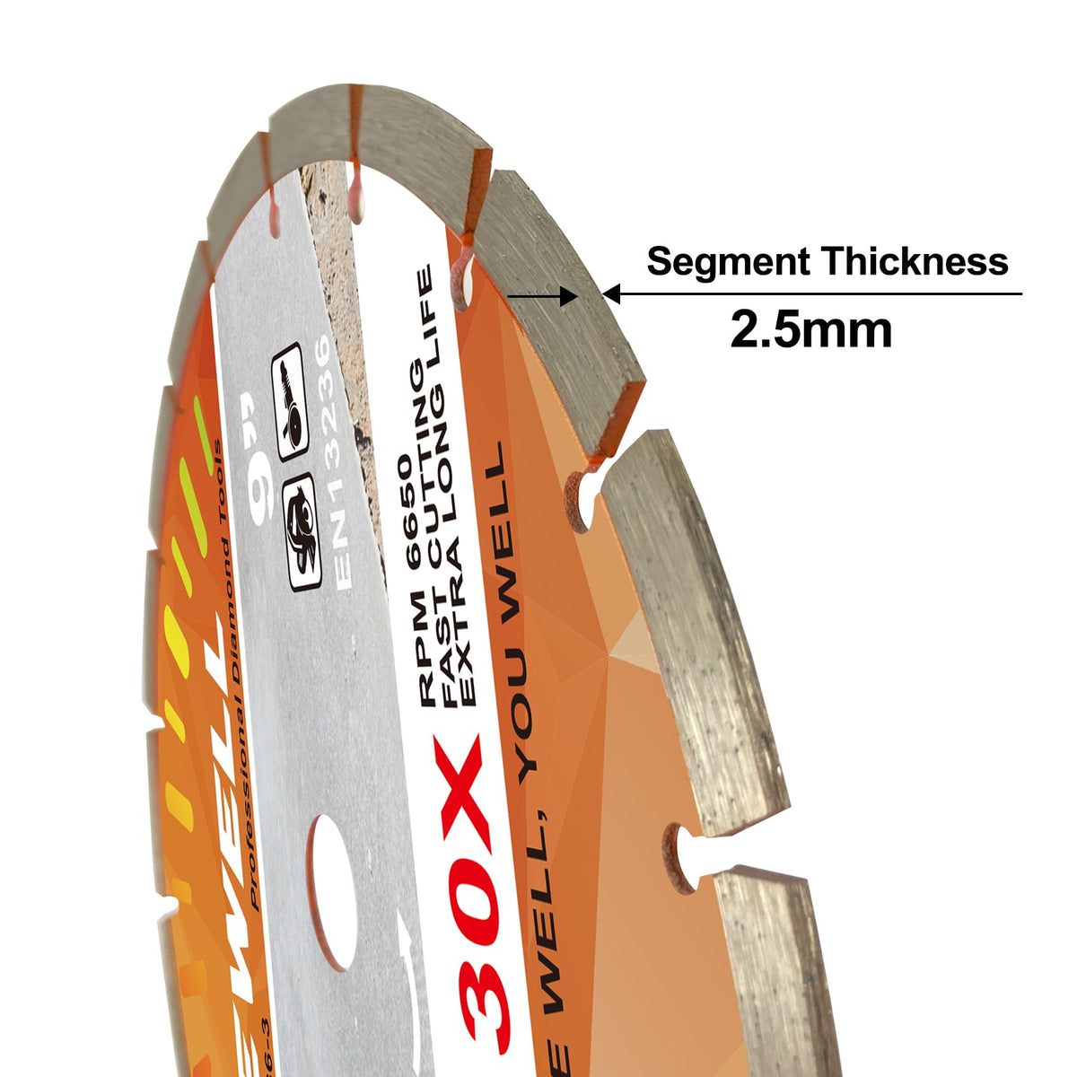 FEWELL 9-Inch Diamond Blade for wet-cutting on brick and block with versatile performance.