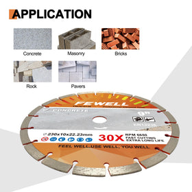 FEWELL 9-Inch Diamond Blade reduces operator fatigue with efficient cutting and air cooling.