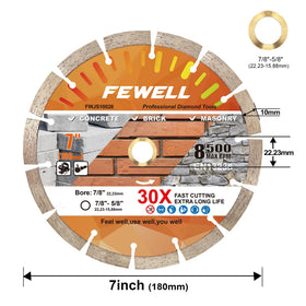 FEWELL diamond blade on an angle grinder enabling efficient wet and dry cutting.