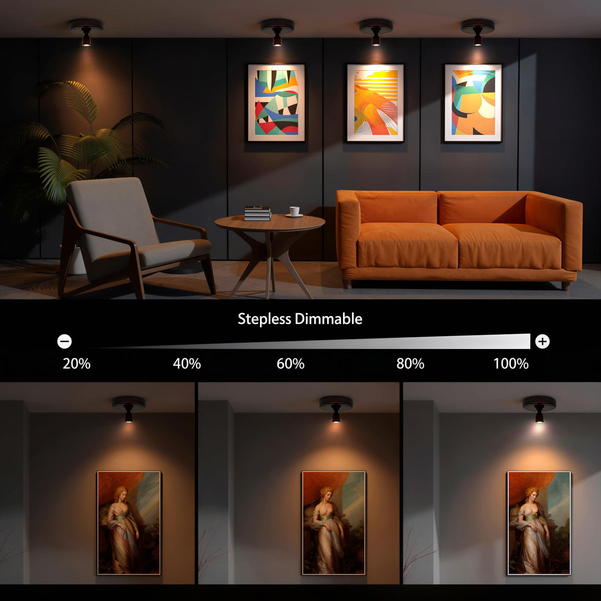 FFKWLTONG LED Spotlight Indoor mounted on wall highlighting artwork and decor
