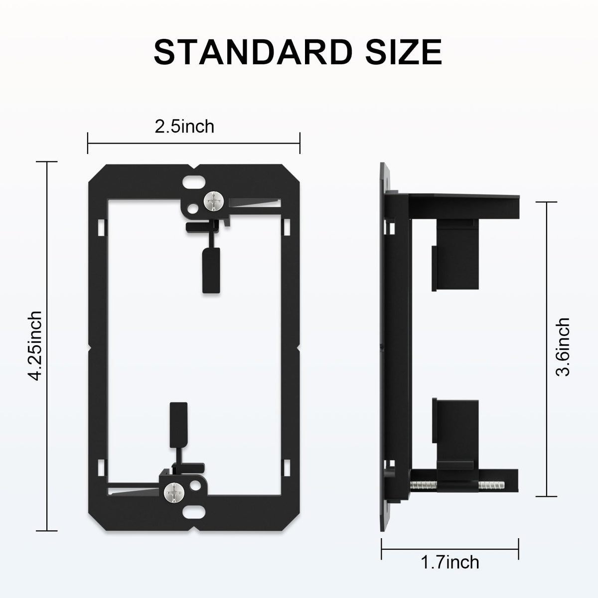 FGB 20-pack low voltage mounting bracket front view shows sleek black finish
