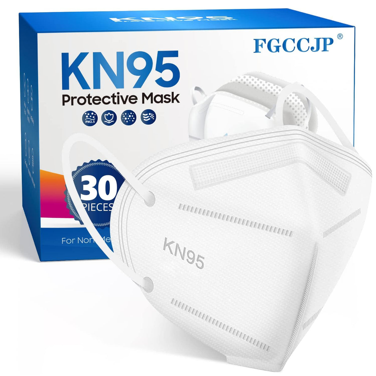 FGCCJP KN95 mask pack of 30 wrapped for on-the-go protection
