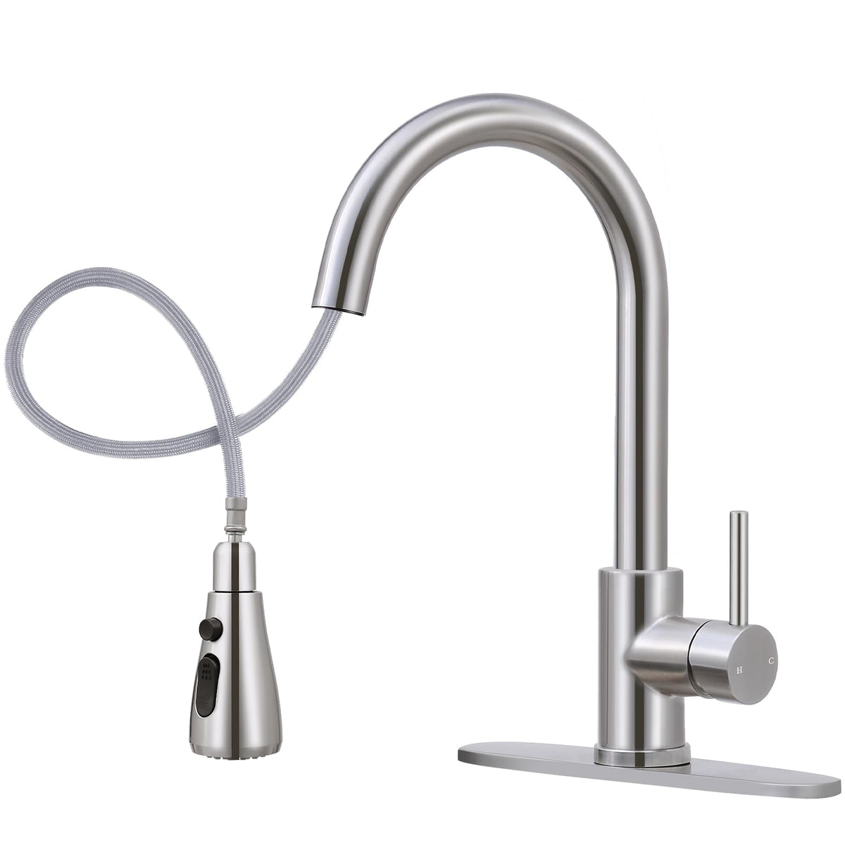 FGKQ pull-down sprayer demonstrates extended reach for large kitchen sinks