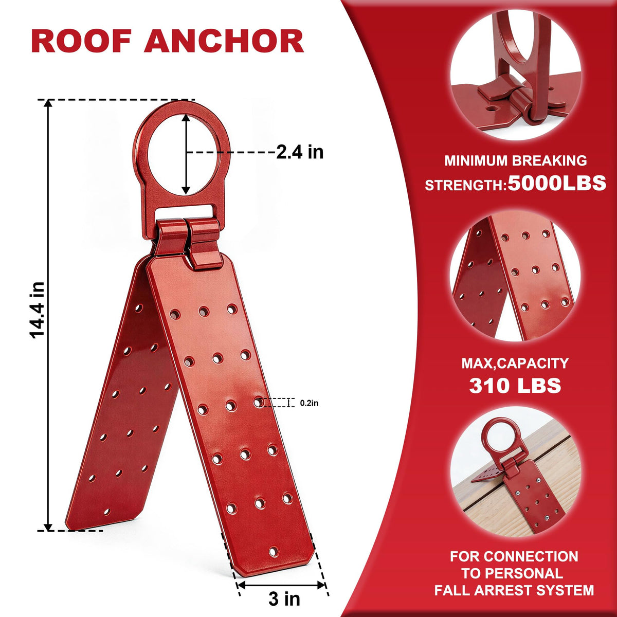 FHFallArrest D-ring roof bracket showing solid attachment point for roof safety.