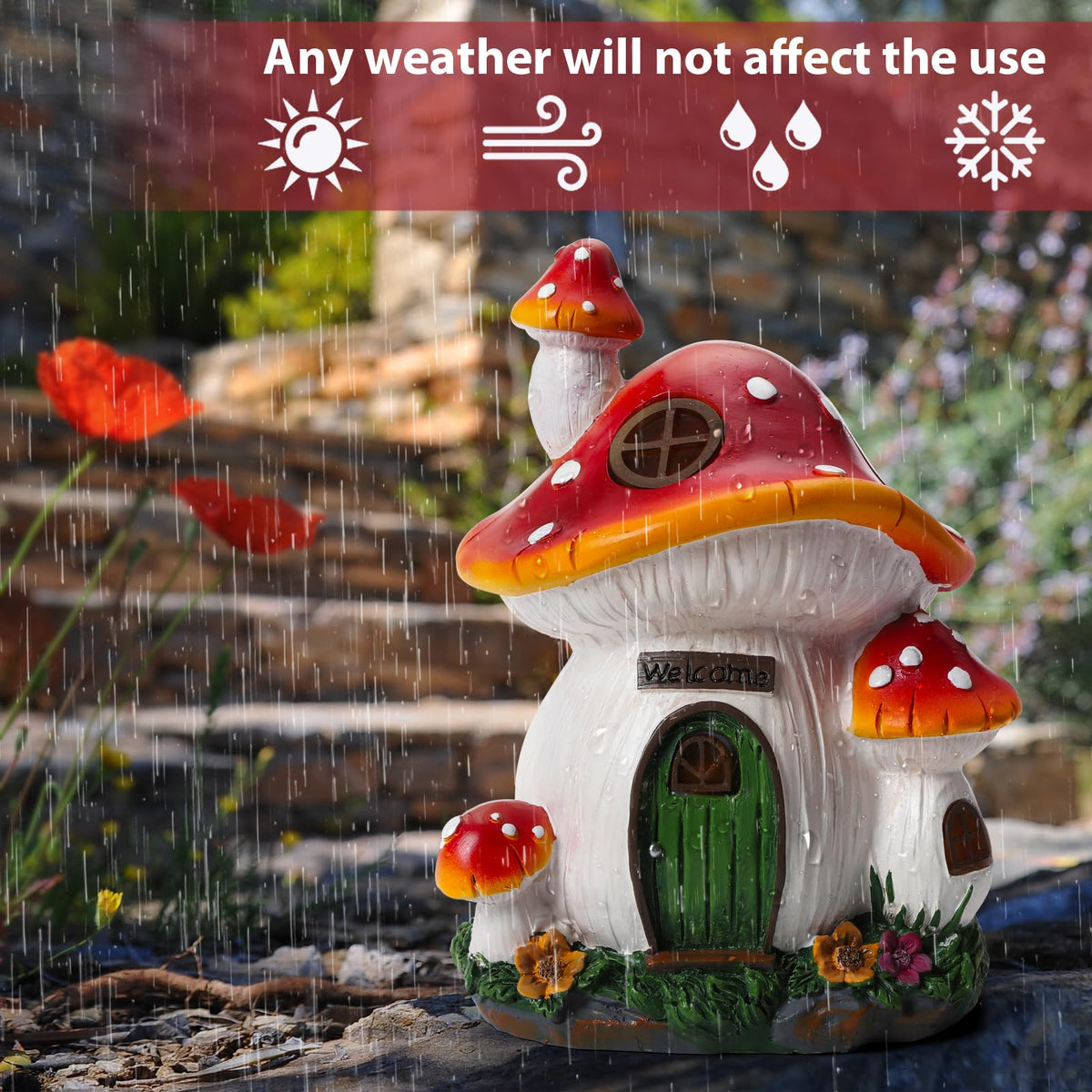 FHWTY mushroom house yard ornament ideal gift for garden lovers