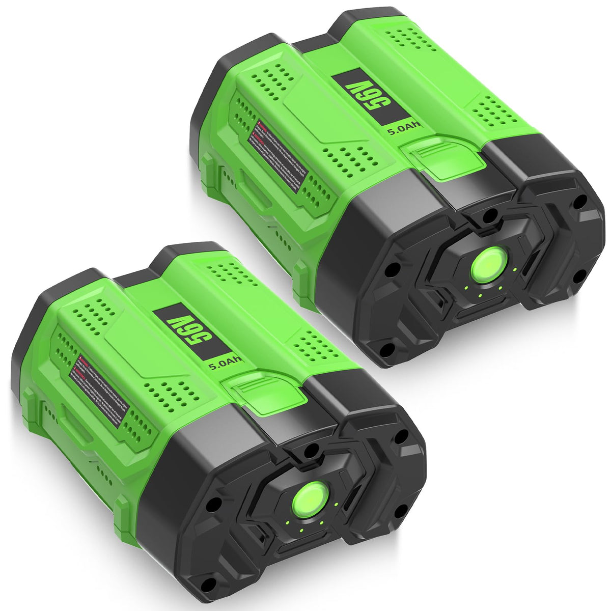 Fhybat 2-pack 56V battery front view for extended tool runtime.