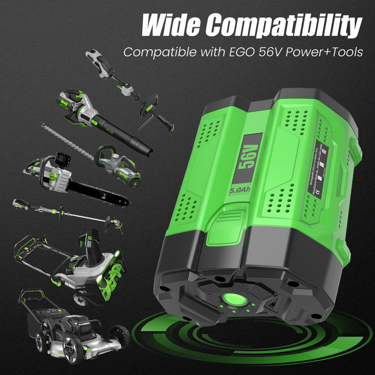 Fhybat 56V battery LED indicator shows real-time charge.