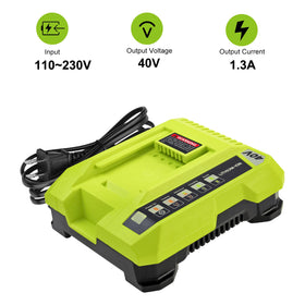 Fhybat Ryobi 40V compatibility badge demonstrates broad tool fit.