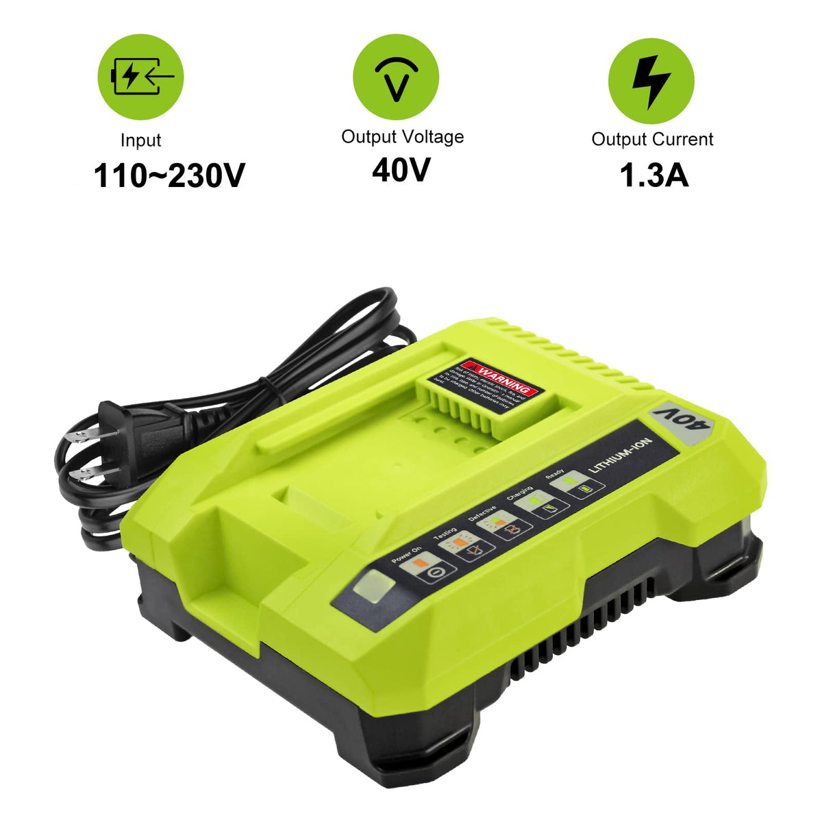 Fhybat Ryobi 40V battery with LED indicators for charge status