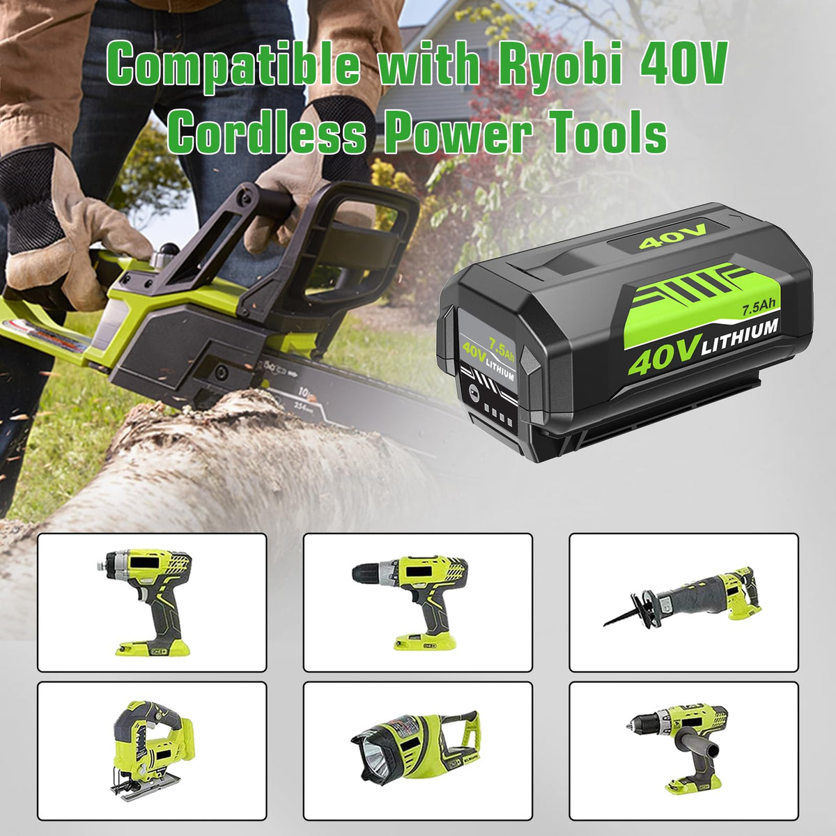 Fhybat Ryobi 40V charger with LED display for monitoring