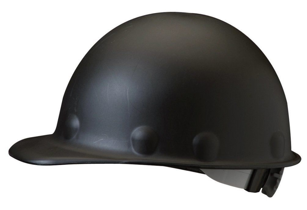 Fibre-Metal Super Eight hard hat front view in black offers durable protection.