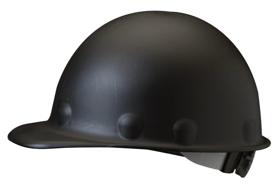 Fibre-Metal Super Eight hard hat front view in black offers durable protection.