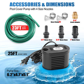 FIDISP 23ft drain hose offers long reach for easy water removal from covers.