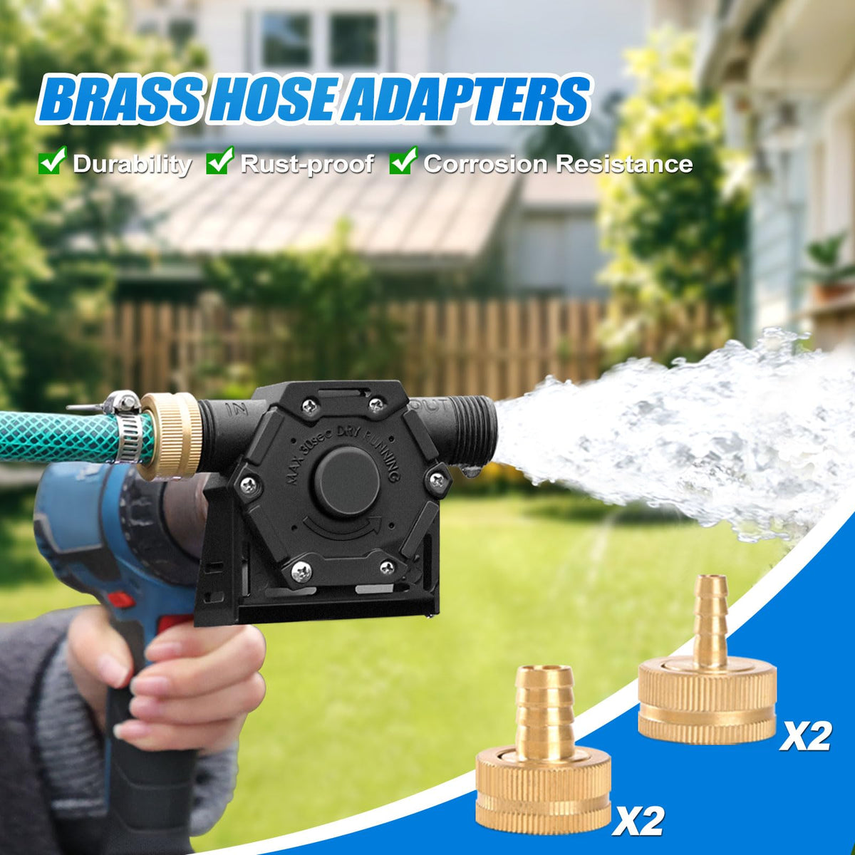 FIDISP green water hose connects to 1/2-inch line for reliable water transfer.