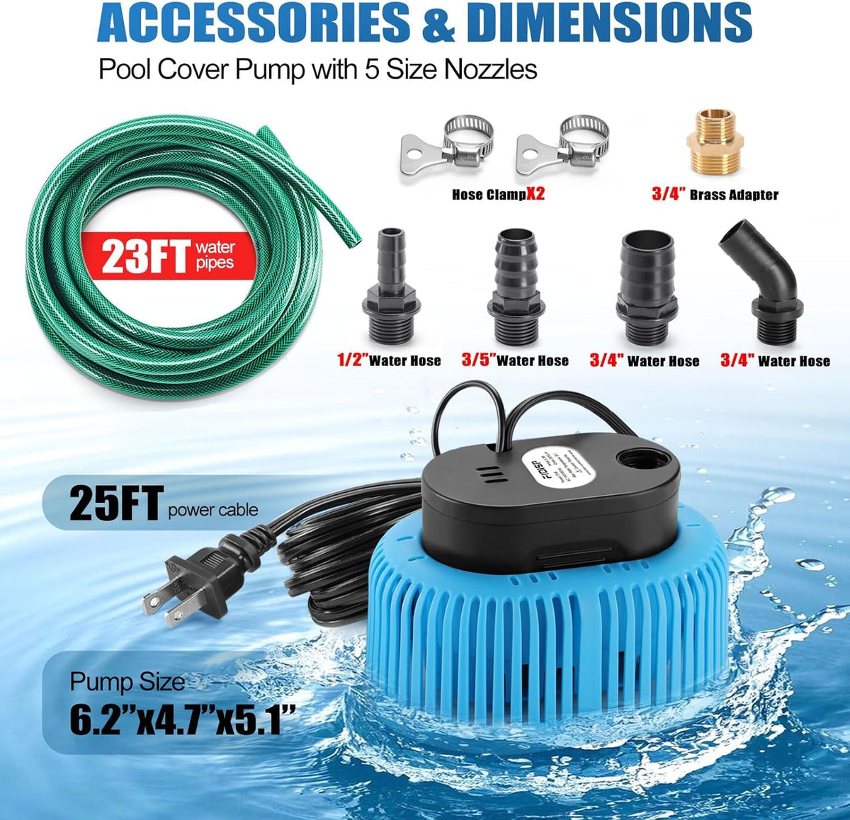 FIDISP 23ft drain hose provides durable, kink-resistant drainage.