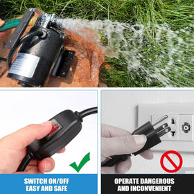 FIDISP water transfer pump lifts water up to 42 feet for flexible setups.