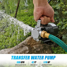 FIDISP water transfer pump with hoses included supports pool and tub draining.