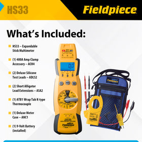 Fieldpiece HS33 400A amp clamp ACH4 for high-current measurements in HVAC/R.