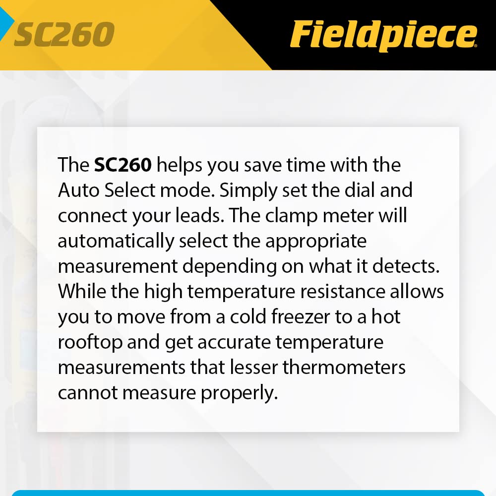 Fieldpiece SC260 backlit display enables readings in dim spaces.