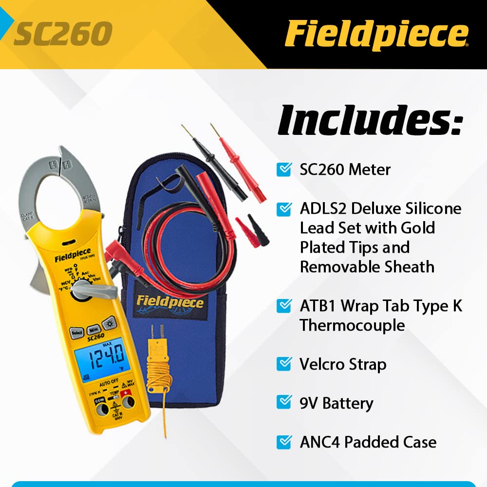 Fieldpiece SC260 non-contact voltage test verifies live circuits safely.