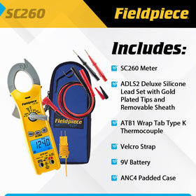 Fieldpiece SC260 non-contact voltage test verifies live circuits safely.