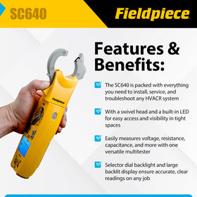 Fieldpiece SC640 showing inrush current measurement for startup profiling
