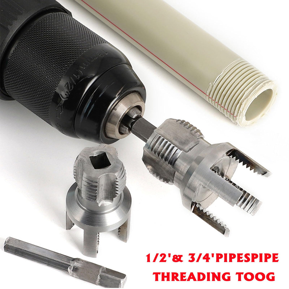 Fifatopo half-inch threading tool close-up demonstrates compact size for tight spaces.