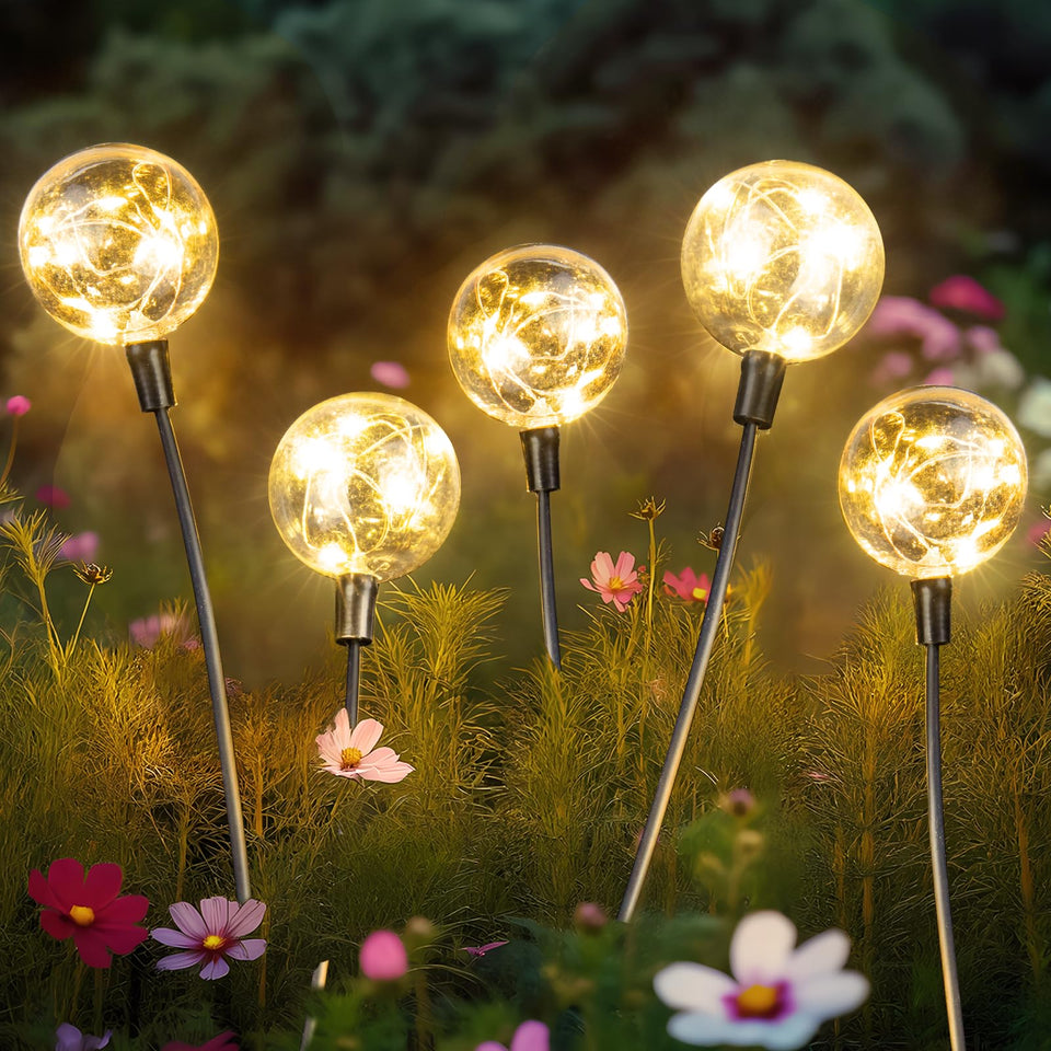 Figbush outdoor solar globe lights pack for serene garden ambiance.