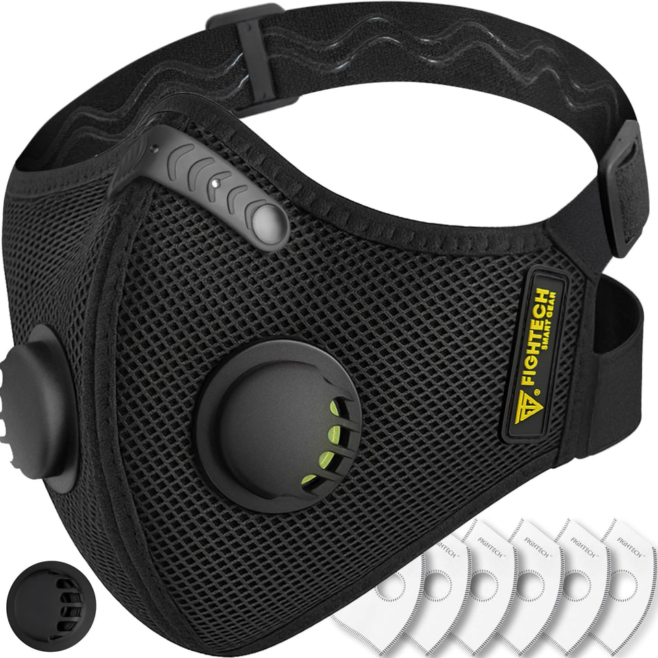 FightTech Dust Mask front view with carbon filter for wood dust protection.