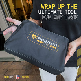 FIGHTECH leather welding apron includes tool loops and flaps for easy access.