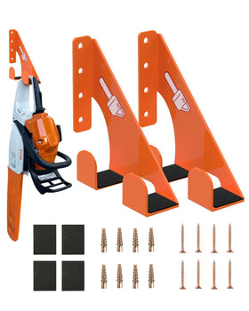 Fijaru chainsaw holder wall-mount 2-pack secures your saw safely.