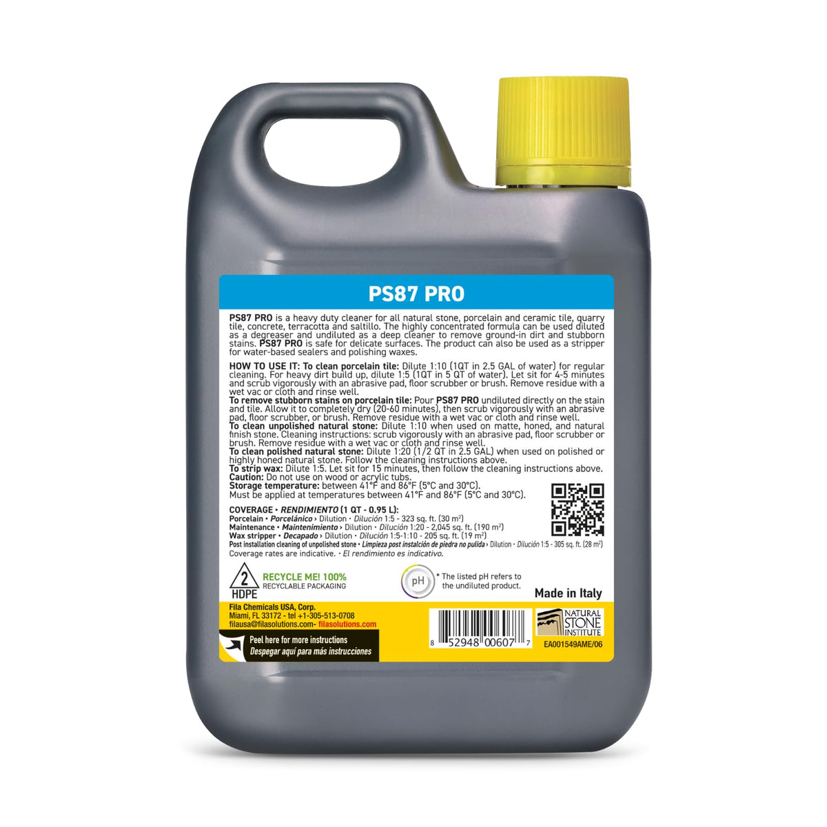 FILA PS87 PRO shows degreaser action on porcelain tile.