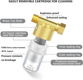 Brass inlet assembly highlights sturdy, leak-resistant hot and cold inlets
