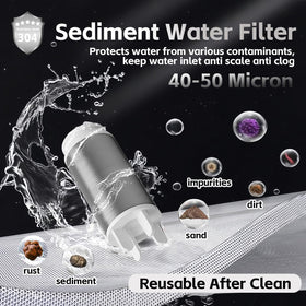 Washer hose connection shows easy installation for laundry filtration